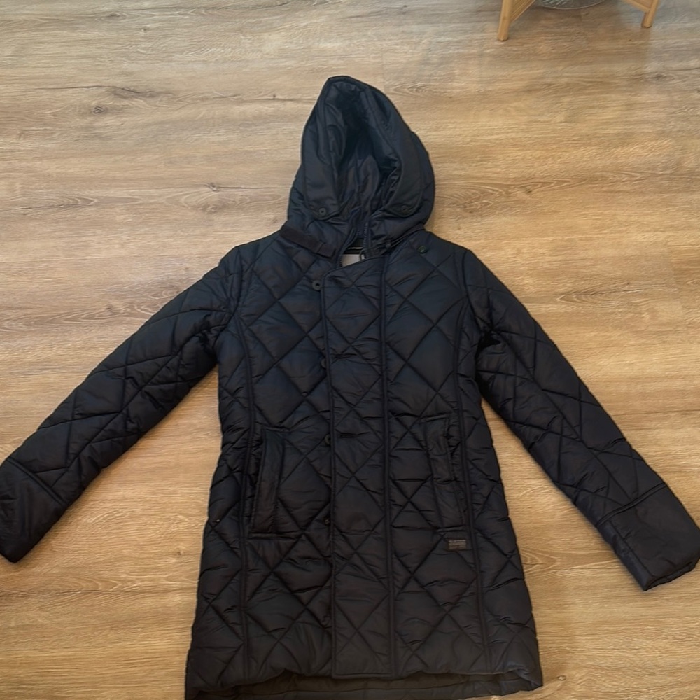 G-Star Black Quilted Puffer Jacket with Hood